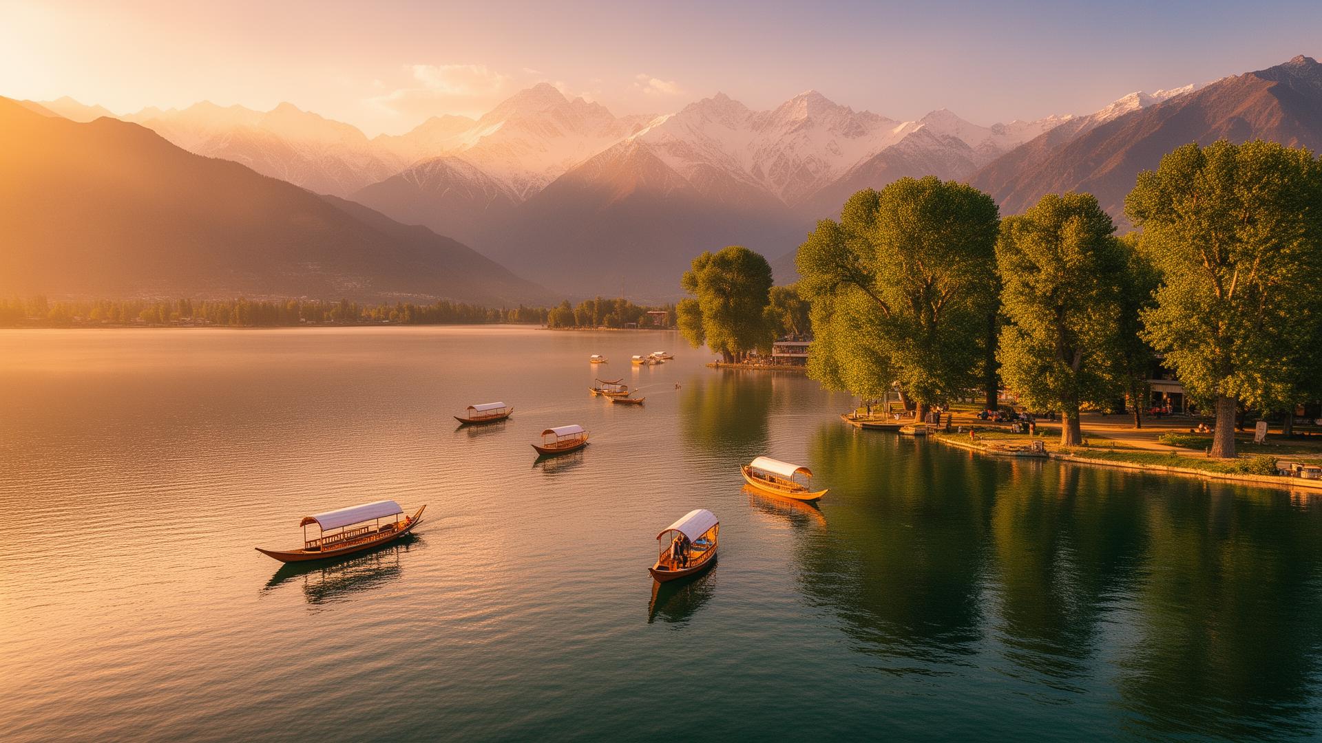 Dal Lake Kashmir at sunset